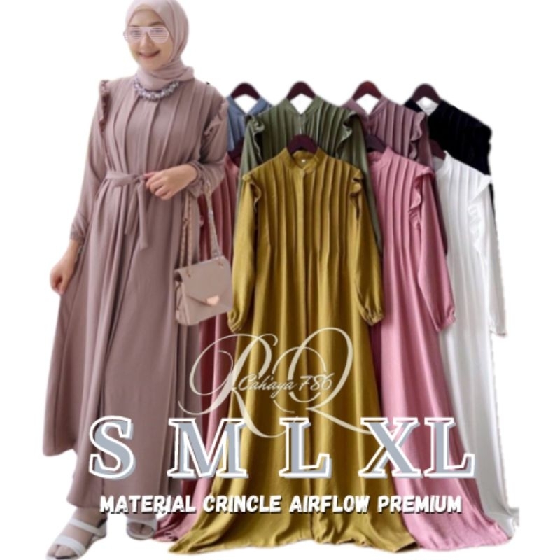 model gamis terbaru remaja perempuan S M L XL Busui Crinkle airflow simple elegan maxi Muslim