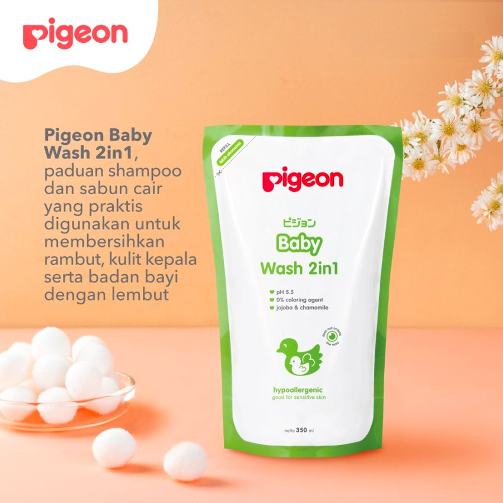 Pigeon Baby Wash 2 in 1 Shampo &amp; Sabun Bayi Refill - 350 ml