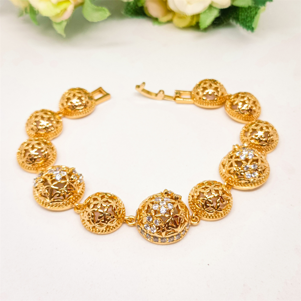 Gelang Kendari anti karat Perhiasan Lapis Emas 24K Rosegold Dubai Fashion Bangle wanita dewasa model rantai Bracele