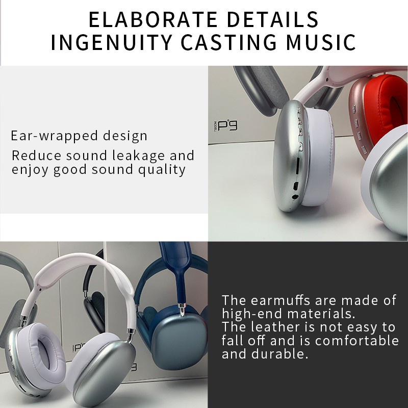 P9 Headset Bluetooth Macaron Type-C Port Charging Headphone Wireless Stereo Bass AH053