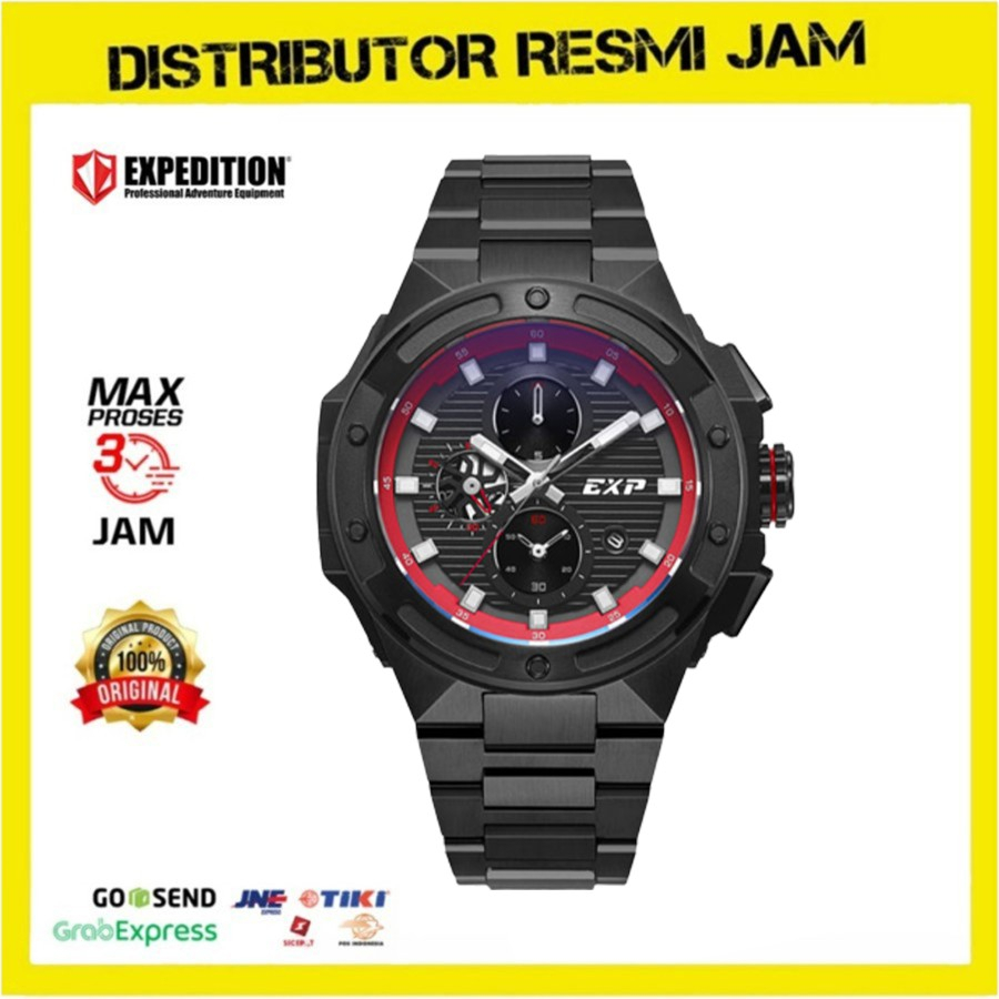 Jam Tangan Pria Expedition EXP6818MCB EXP 6818 MCB E6818 Black Red