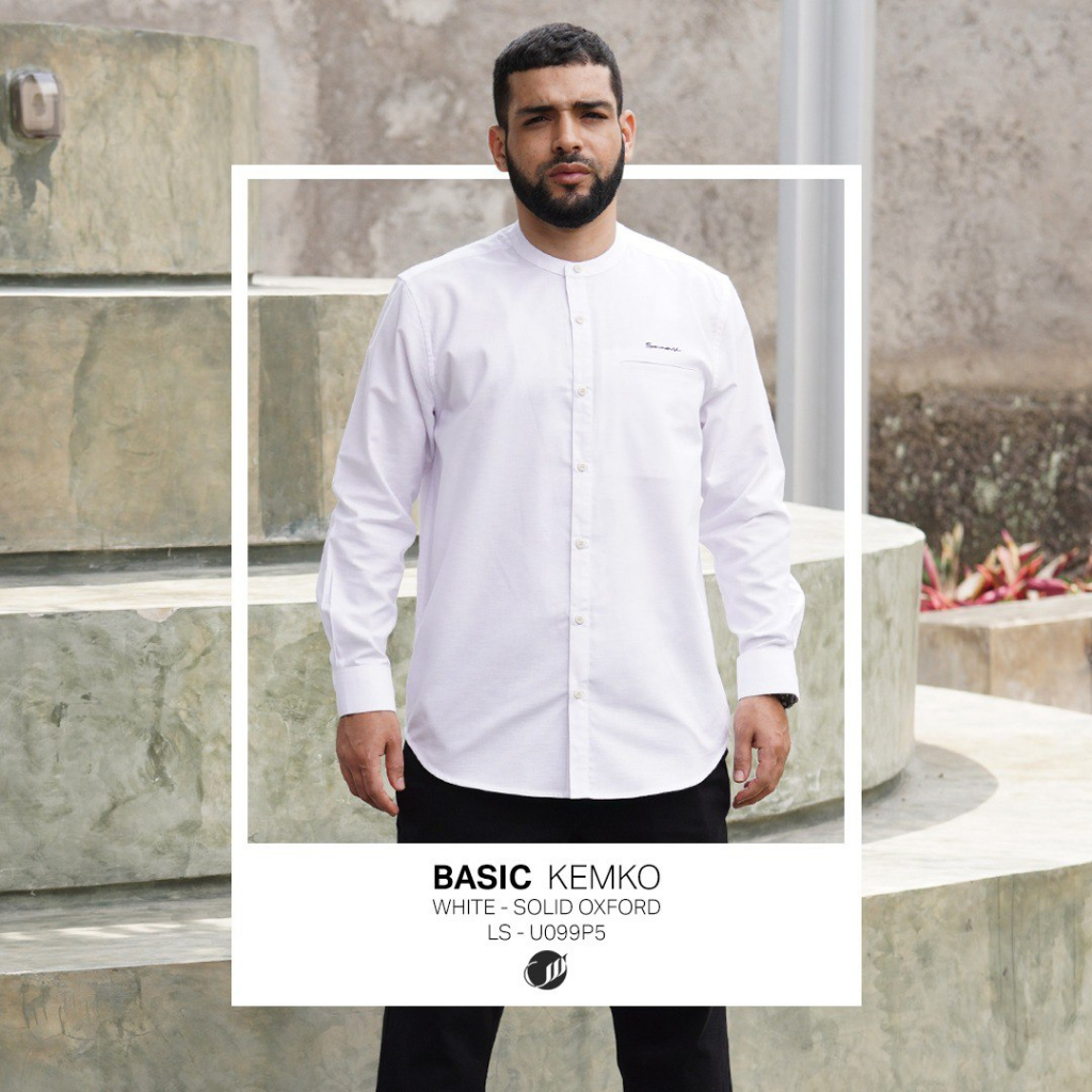 Baju Koko Pria Dewasa Warna Putih Premium Kemeja Kemko Lengan Panjang SAMASE U099