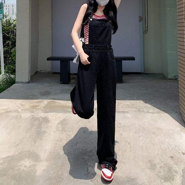 Korean Style Retro Casual jumpsuit Denim Vintage Import/jumpsuit putih wanita/Jumpsuit jeans putih