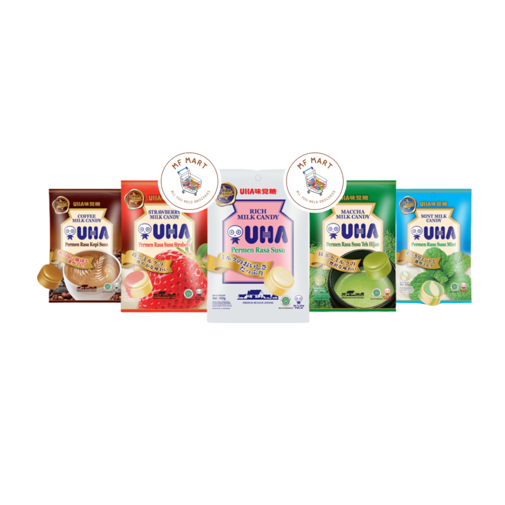 

[COD] UHA Milk Candy Permen Susu Jepang Maccha Rich Milk Strawberry Mint Coffe 103G