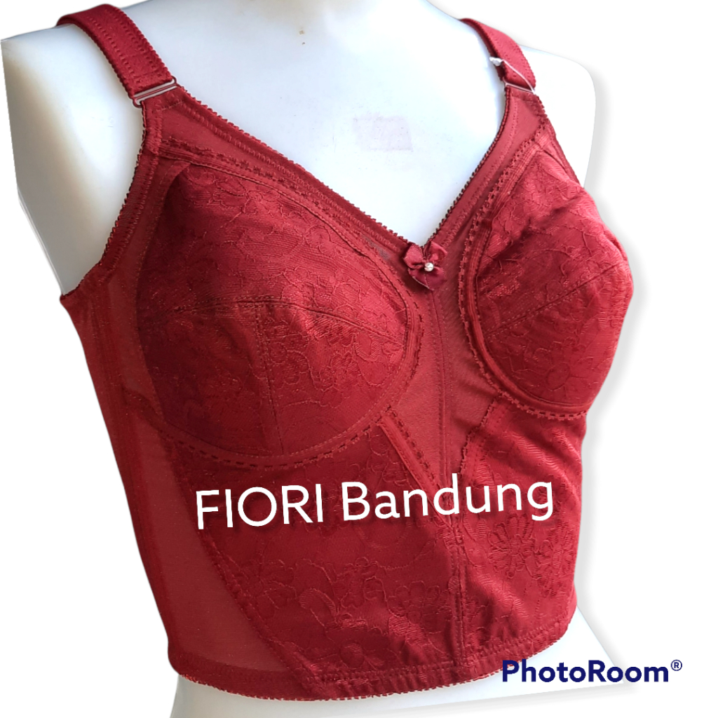 PROMO - FIORI Long Bra VIO Marun | Longbra Tanpa Kawat Tanpa Busa | Kait 7 | Bra Stagen