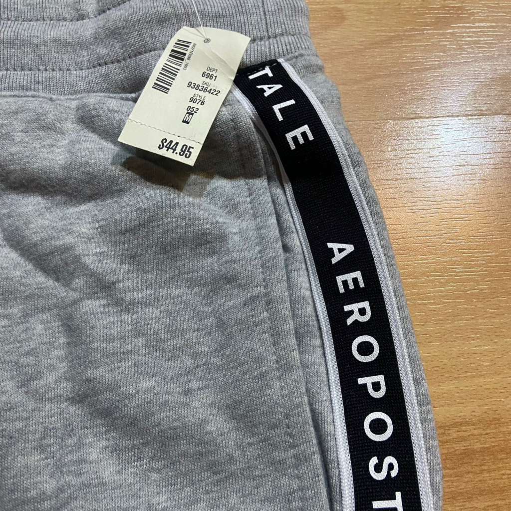 AEROPOSTALE Men Joggers Sweatpants Pria High Quality Fleece Original Cotton Grey Striped Hype