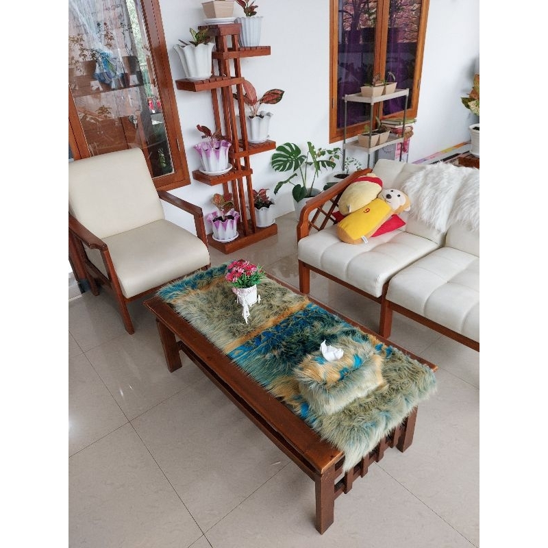 Promo Ramadhan Set Taplak + Tisu bulu korea warna hijau muda mix gradasi bisa untuk alas bulu dashbo