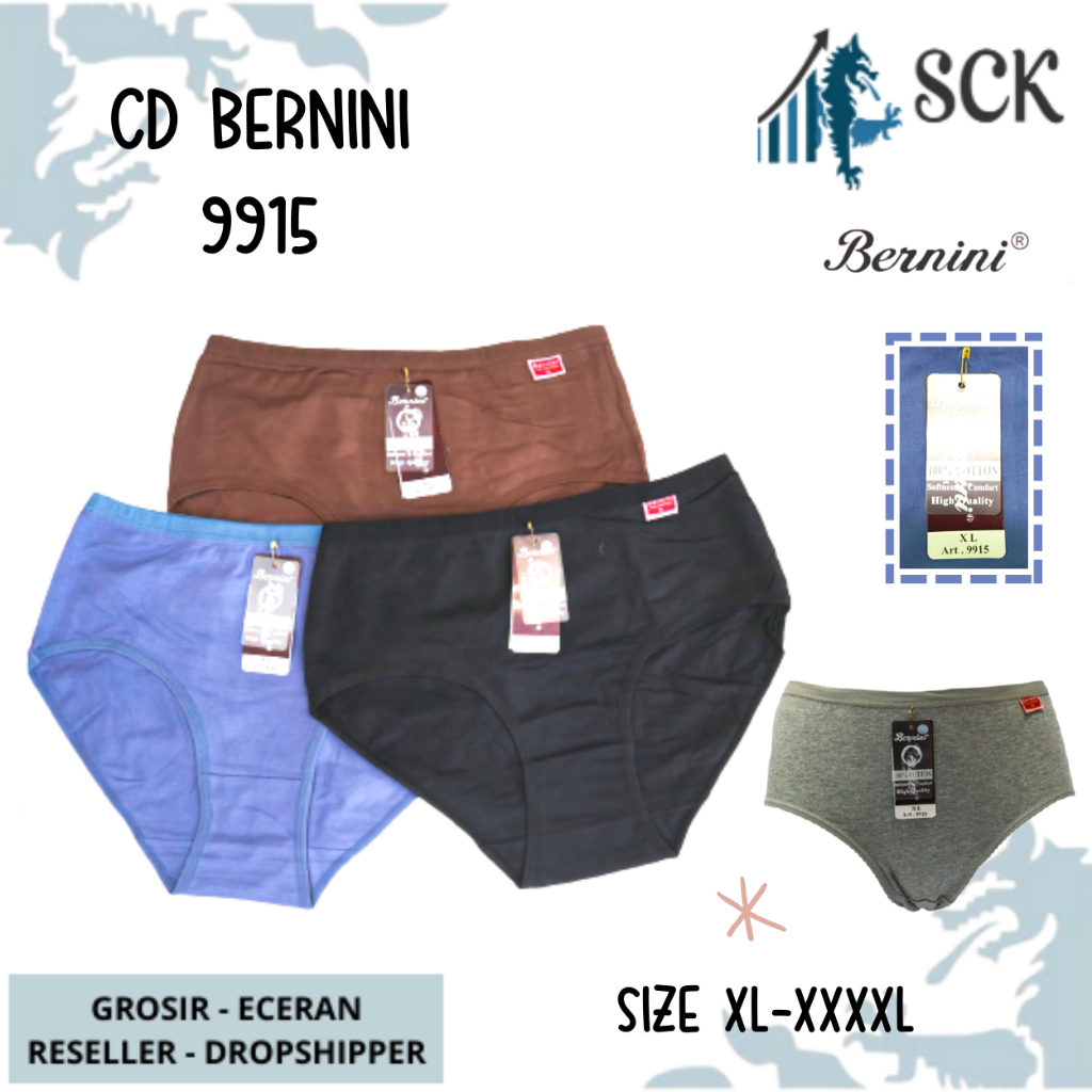 CD Wanita BERNINI 9915 Bahan Katun / Pakaian Dalam Wanita Seamless Halus Maxi - sckmenwear GROSIR
