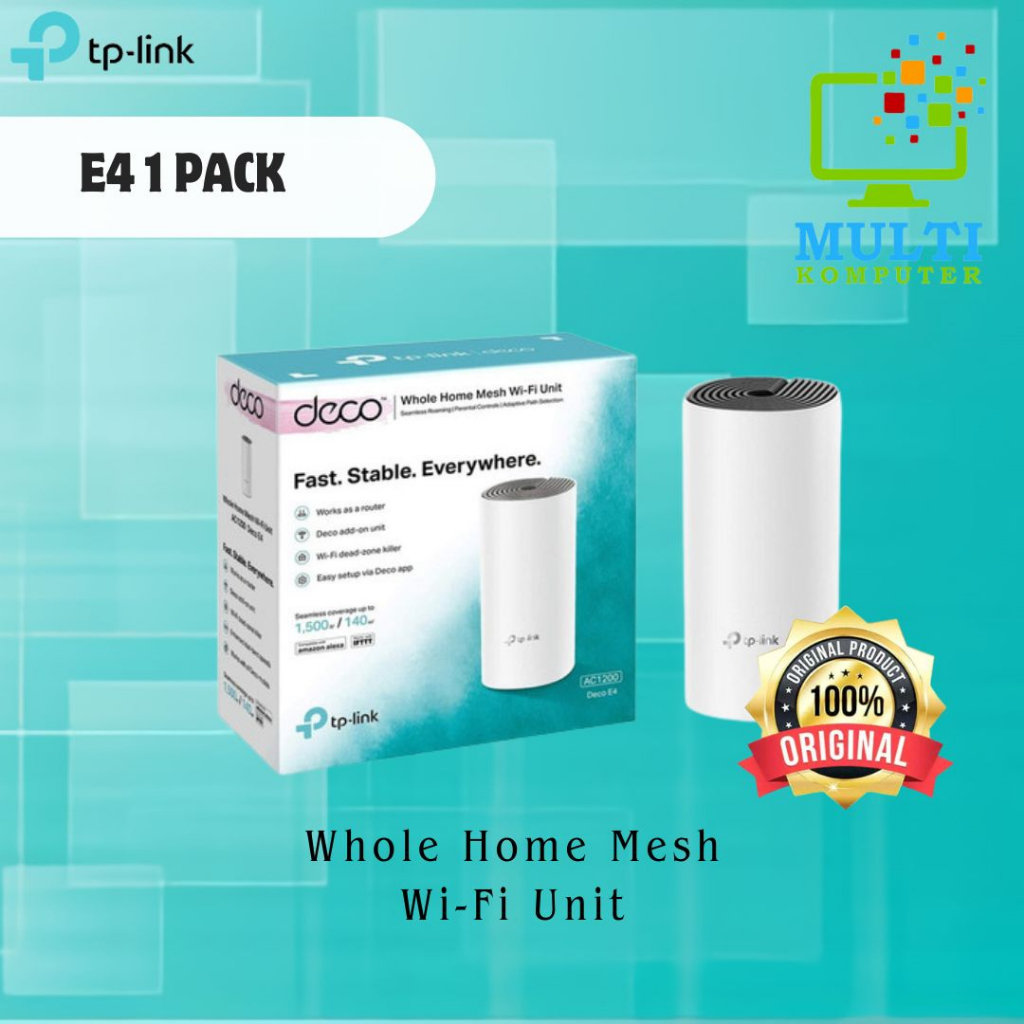 TP-LINK Deco E4 AC1200 1Pack Whole Home Mesh WiFi System Tplink 1 Pack