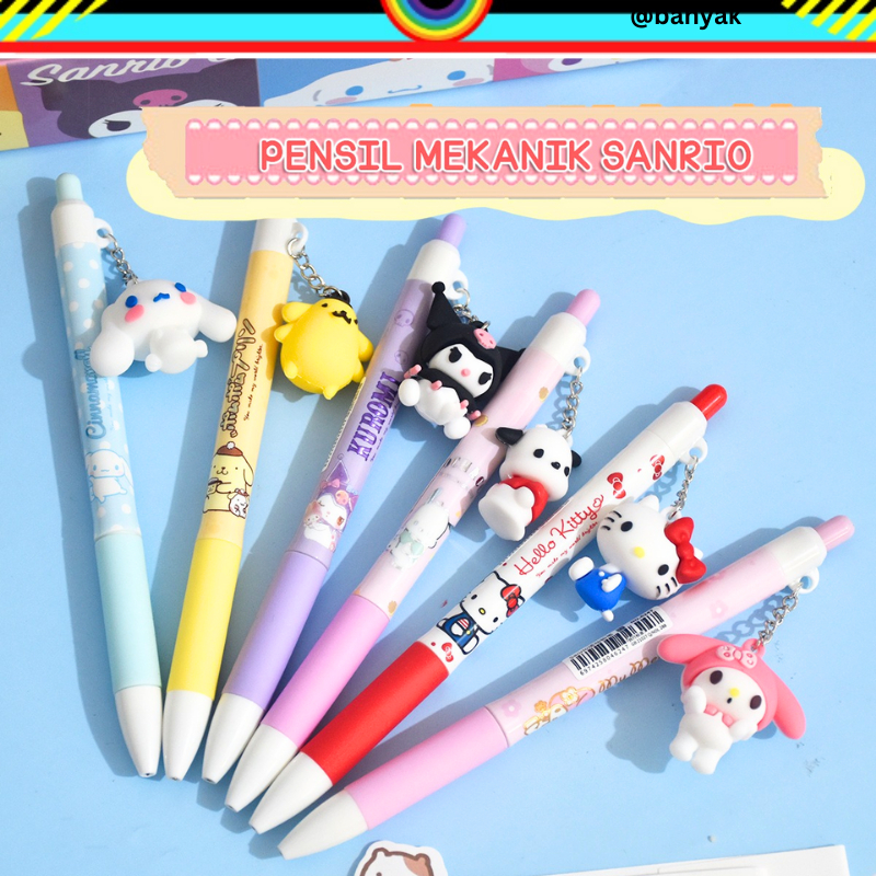 PENSIL MEKANIK SANRIO GANTUNG PENSIL MEKANIK LUCU PENSIL CETEK ALAT TULIS SEKOLAH PENSIL UNIK @banyak