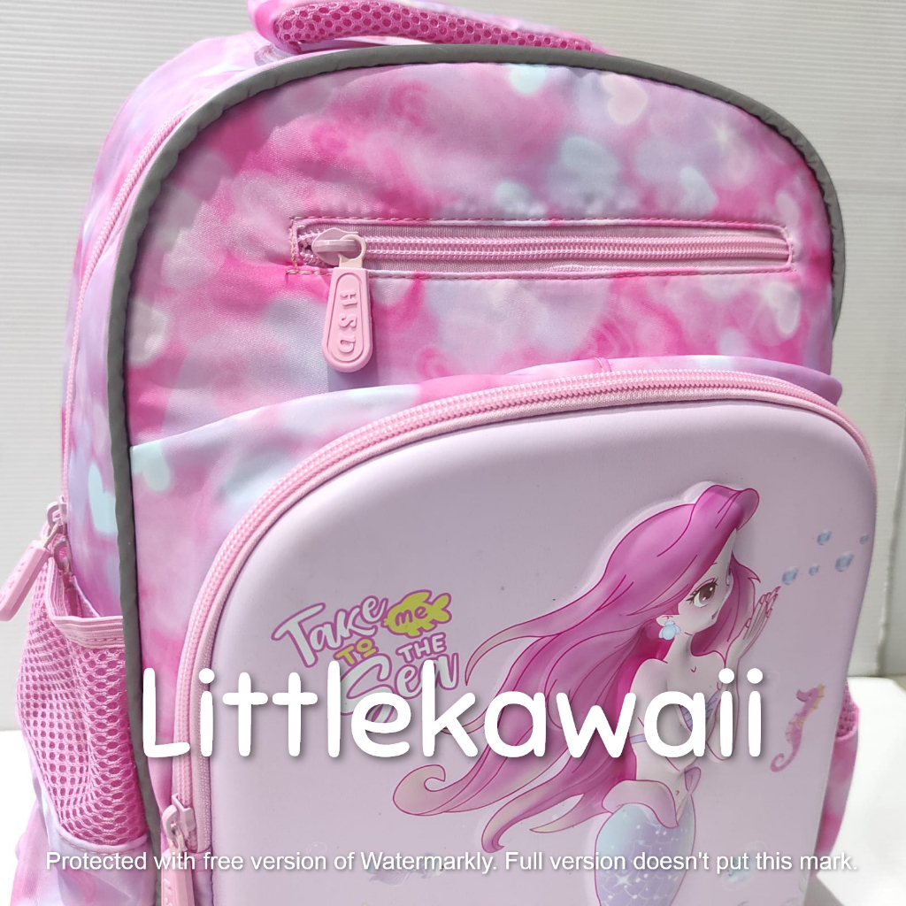 LK/Tas Ransel Sekolah Anak Perempuan Laki Laki Hardcase Kotak Kantong Depan Resleting Frozen Mermaid Avengers Superhero Astronot Nasa TK PAUD SD Mix Import