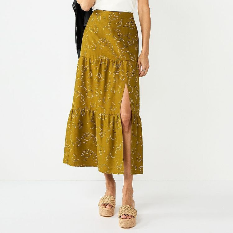 Nine West Crosshatch Tiered Maxi Skirt