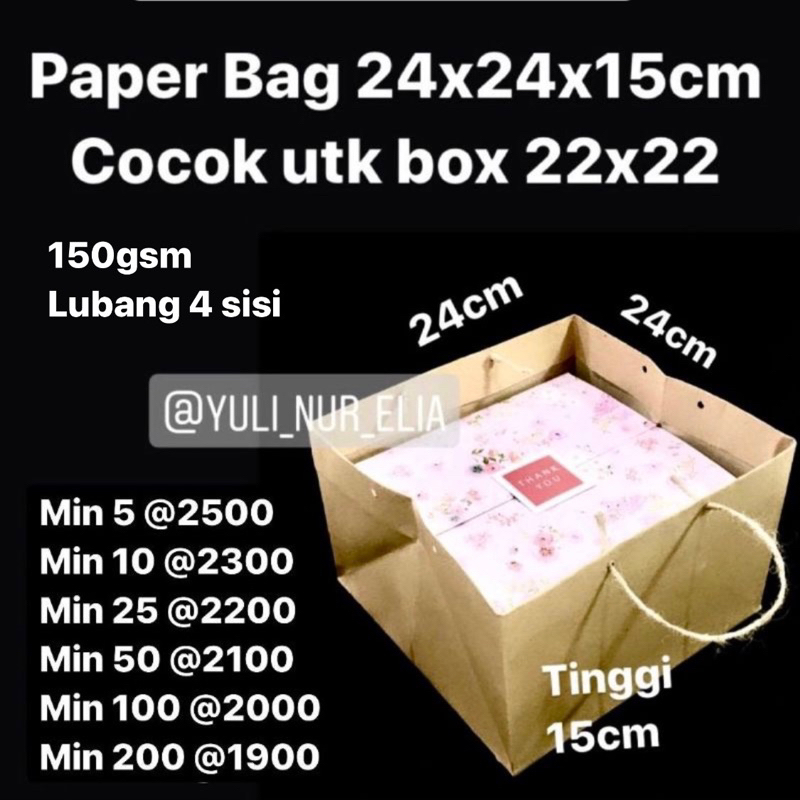 

Paper Bag EKonomis 24x24x15cm Cocok utk box 22x22
