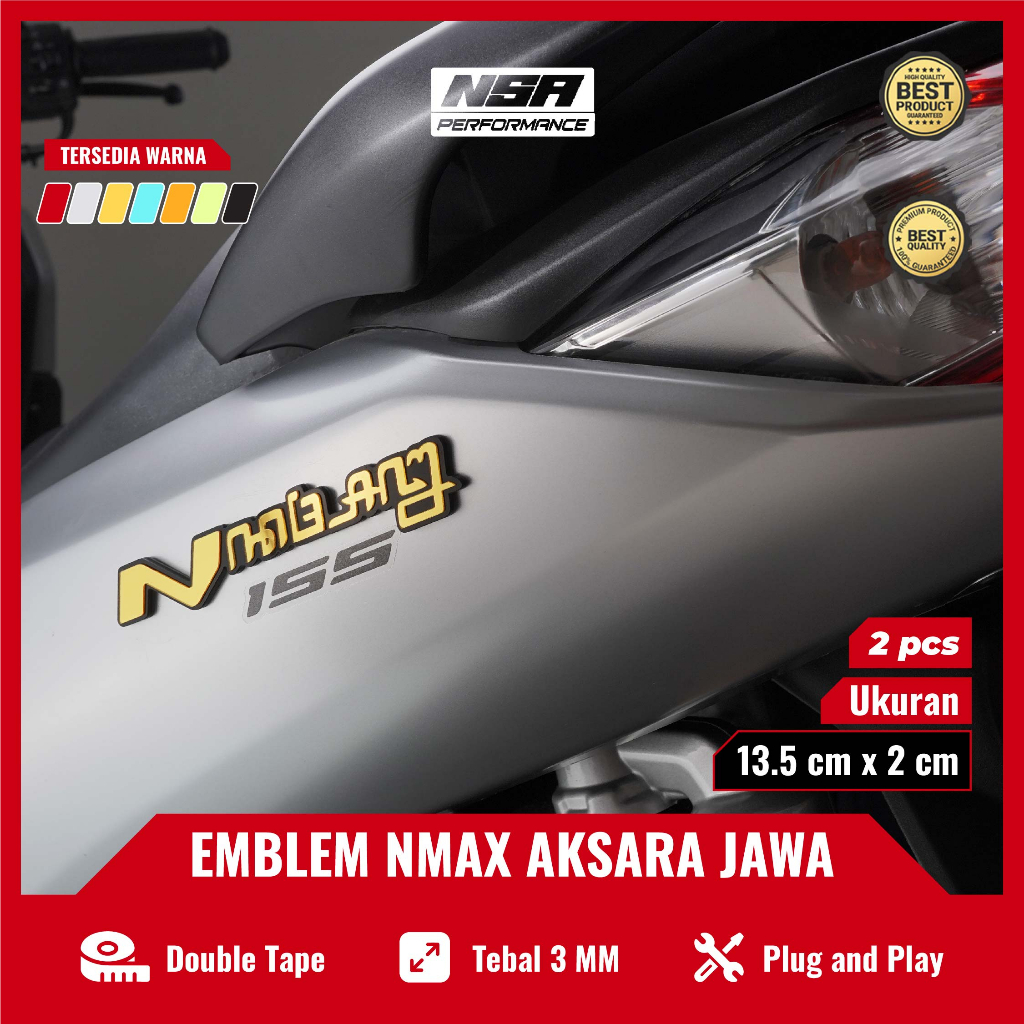 NSA 2PCS EMBLEM NMAX AKSARA JAWA LOGO NMAX JAWA AKSARA JAWA 3D 2 PCS BUKAN STIKER ATAU STICKER TIMBU