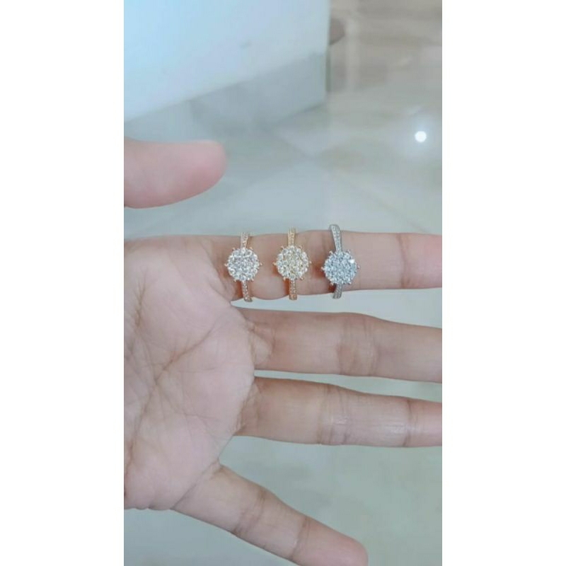 cincin cor bulat di*r mp+mata samping/perak asli silver 925 lapis emas/perhiasan fashion wanita terbaru