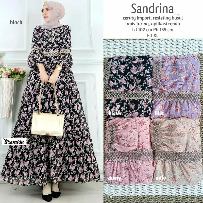 Sandrina maxi dress ceruty by Tiramisu ld 102 pb 135 allsize resleting busui friendly gamis ceruty f
