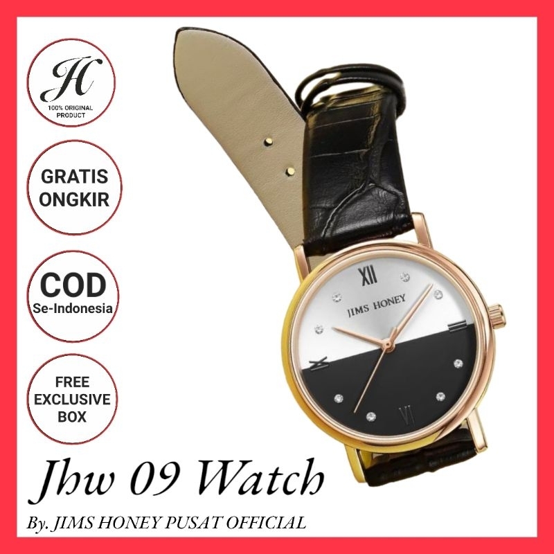 Jims Honey Jam Tangan Wanita Jhw 09 - Jam Murah Jimshoney Watch Analog - Arloji Strap Kulit Jamtangan Dual Tone Antiair Promo