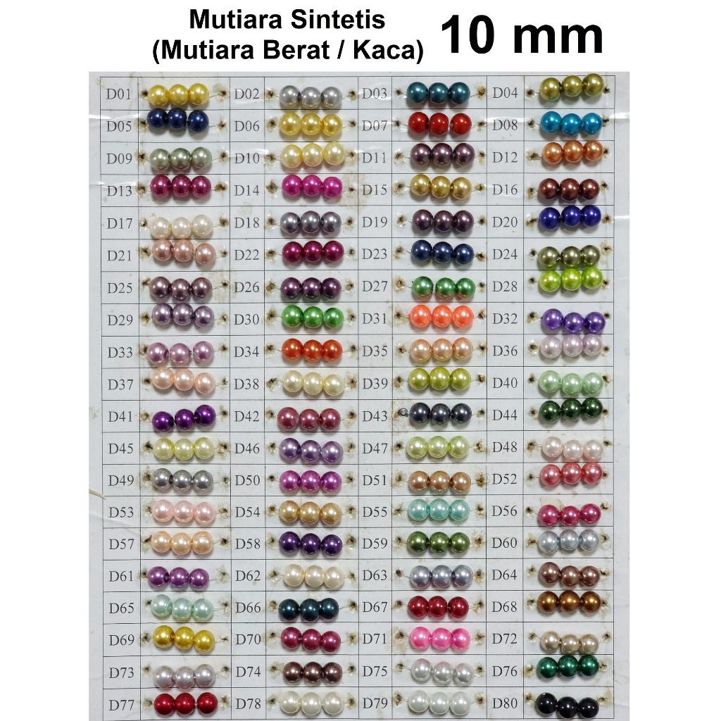 Mutiara Sintetis 10mm Grosir Per Ikat 15 String Mutsin 10 mm Mutiara Renteng Berat Kaca