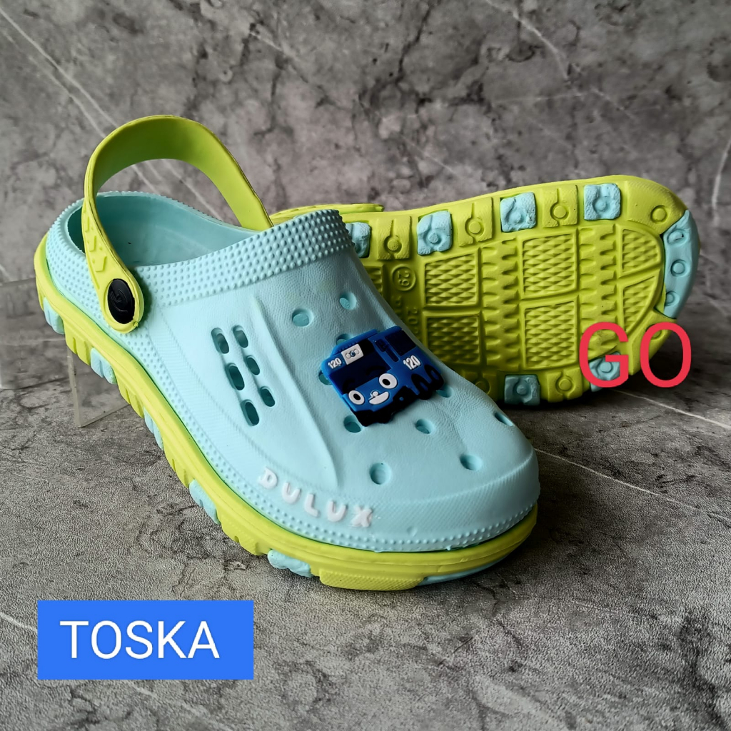 gof DULUX 202ED Sandal Baim Anak laki-laki Bergmabar karakter Lucu Sandal Anak Selop Tali belakang Motif Tayo