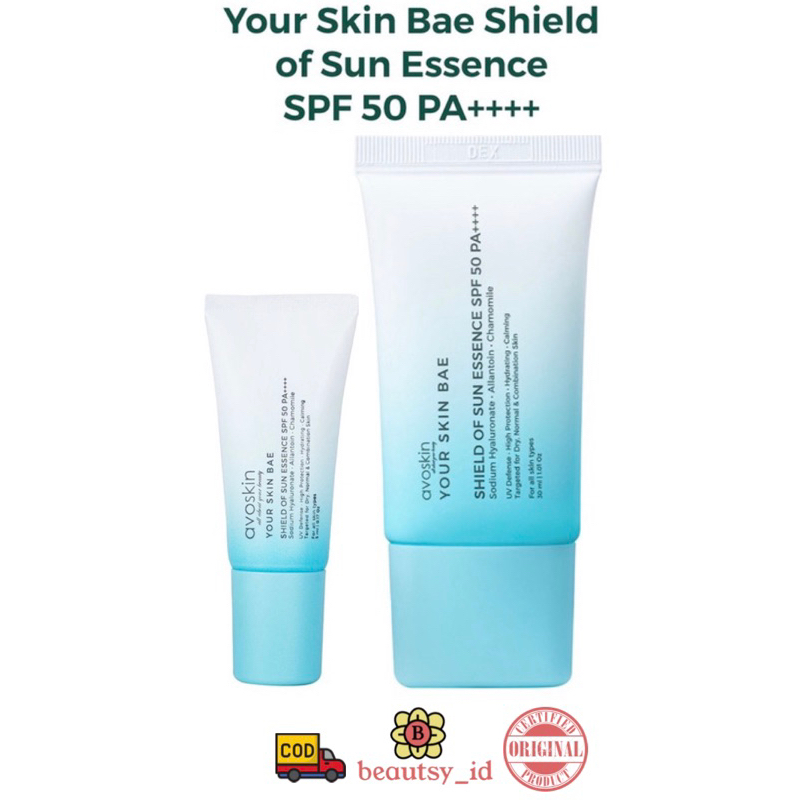 Avoskin Your Skin Bae Shield of Sun Essence SPF 50 PA++++ Sunscreen Sunblock Original BPOM COD Sun Screen