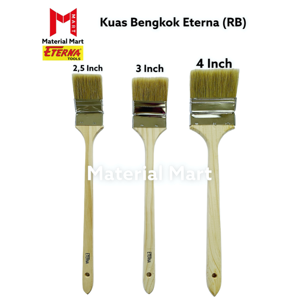 Kuas Cat Bengkok Eterna | Kuas Bengkok RB | Kuas Pembersih Mesin Panjang | Material Mart