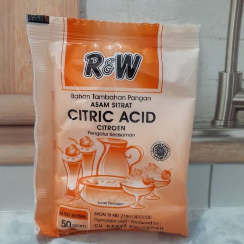 

bahan tambahan pangan citric acid R&W sachet 50 gr