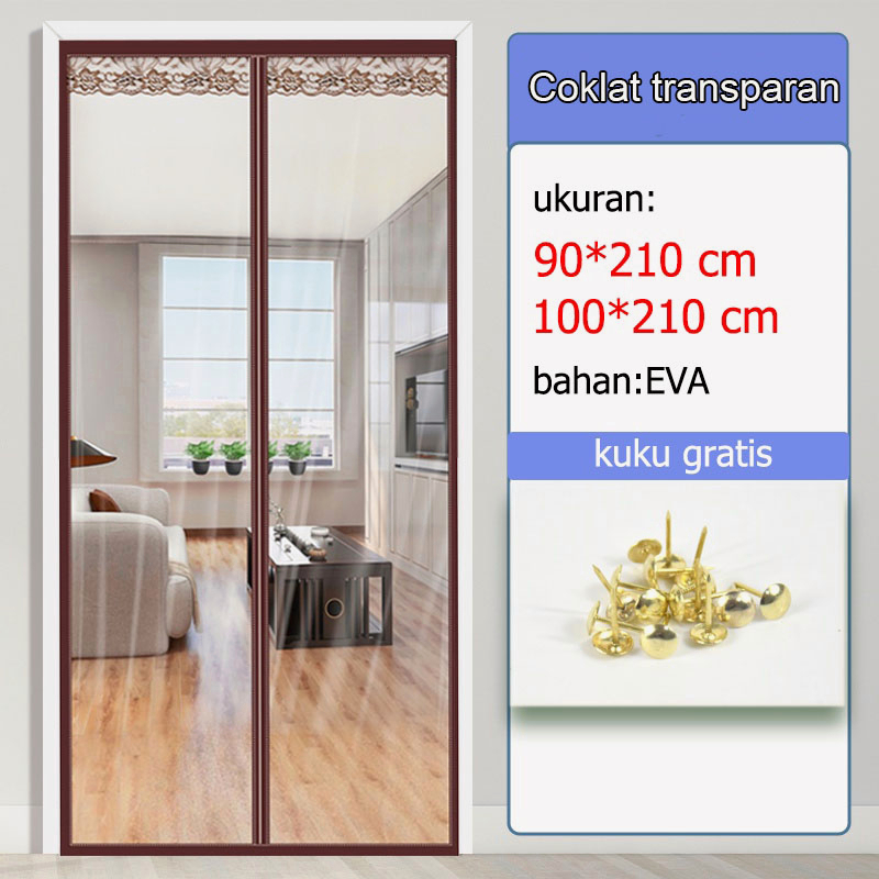 REAIM tirai magnet elegan plastik PVC (khusus ruanga AC) 90x210cm / Tirai Pintu kamar /Tirai anti nyamuk Tirai Pintu Magnet