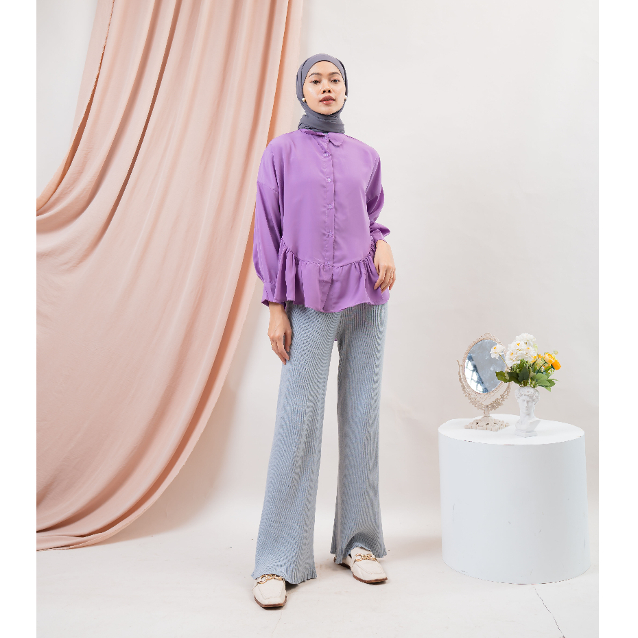 KEMEJA BLOUSE REMPEL HAZEL WOLFIS POLOS PREMIUM SHIRT B555
