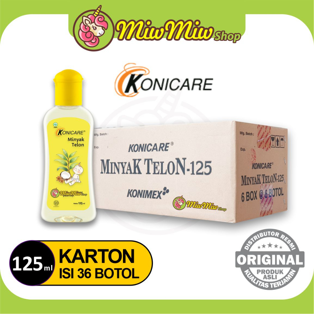 KONICARE Minyak Telon 125 ml (Tutup Kuning) - Grosir Karton isi 36 Botol