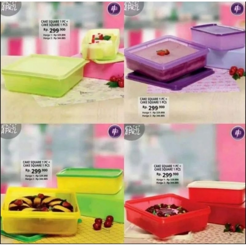 KOTAK WADAH PENYIMPANAN BOLU, ROTI, KUE,DLL CAKE SQUARE - HAPPY SQUARE IFA COOKWARE Tupperware merk 