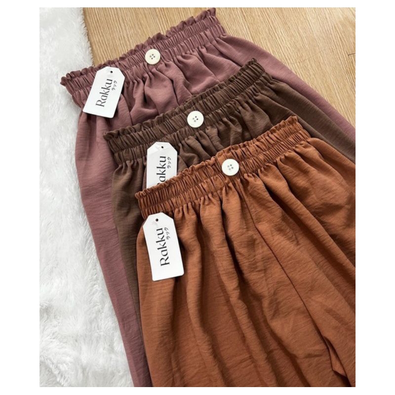 celana kulot crinkle kancing