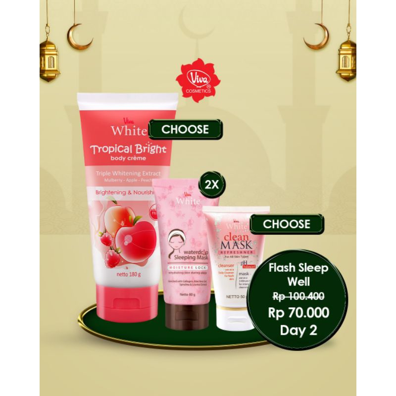 Paket 2 Sleeping Mask 1 Body Creme 1 Clean and Mask viva cosmetics