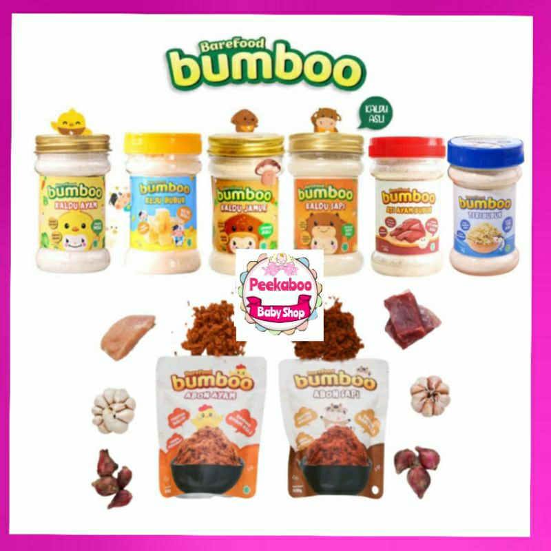 

BAREFOOD BUMBOO MPASI KALDU AYAM ,SAPI, JAMUR, KEJU, TERI, ATI AYAM TANPA MSG free abon sachet