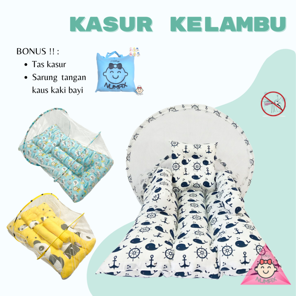 Kasur lipat kelambu bayi / kasur bayi berkelambu / Tempat Tidur Bayi Lahir Set Anti Nyamuk Termurah