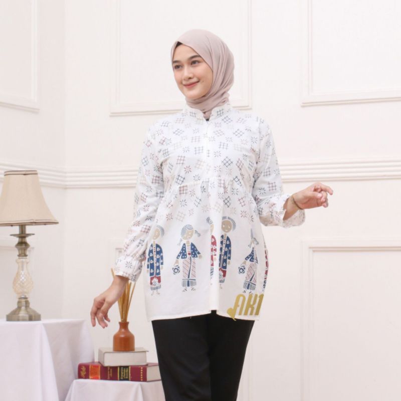 Batik wanita M L XL XXL 3L 4L 5L ASJ SA HRB026 Kenongo Kemeja Tosca Pendek Batik Fashion Baju Wanita