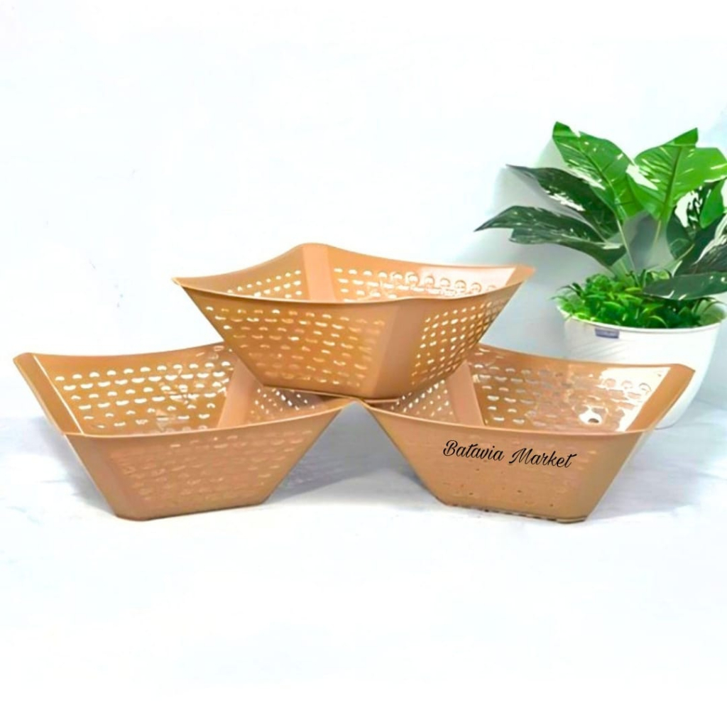 Wakul Segi Mocca / Besek Segi Plastik Coklat / Tempat Sayur Buah Serba Guna