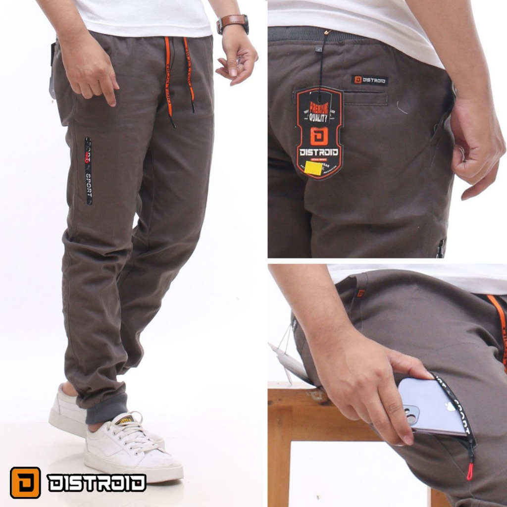 Celana Jogger Chino Pria Joger Chinos Zipper 28-38