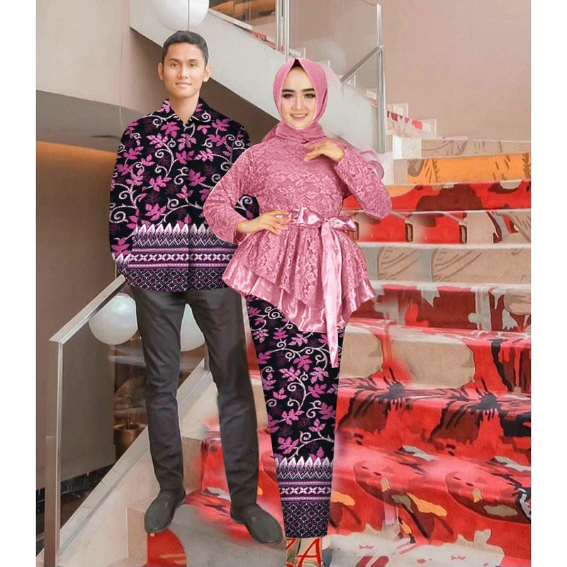 Set Baju Couple Kebaya Batik Safitri Pria Wanita Populer