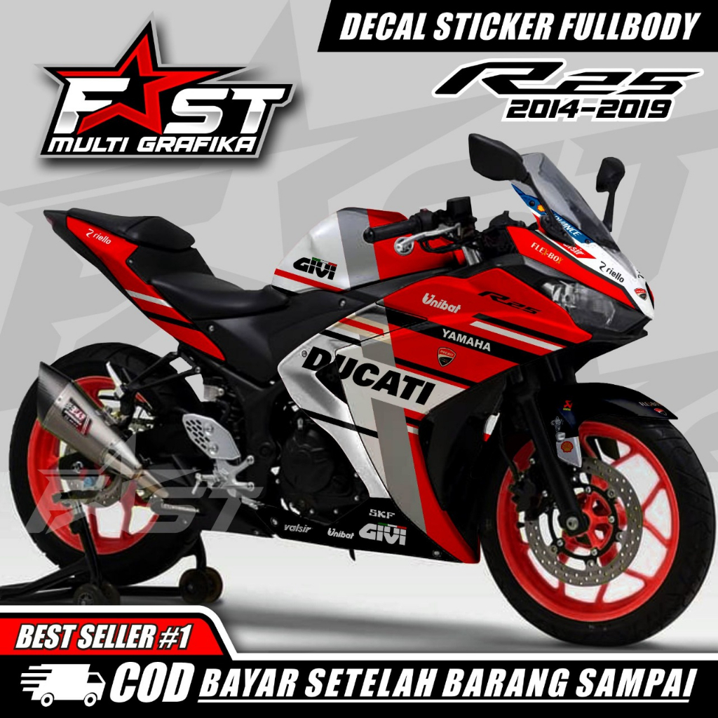 Decal Sticker Yamaha R25 Old Full Body Motif Balap