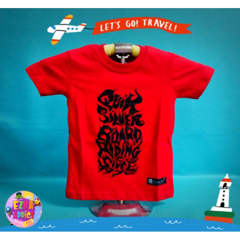 ORIGINAL Surfkids - Umur 1 2 3 4 5 6 7 8 tahun - Baju Distro Anak - Quiksilver Merah - Kaos Distro A
