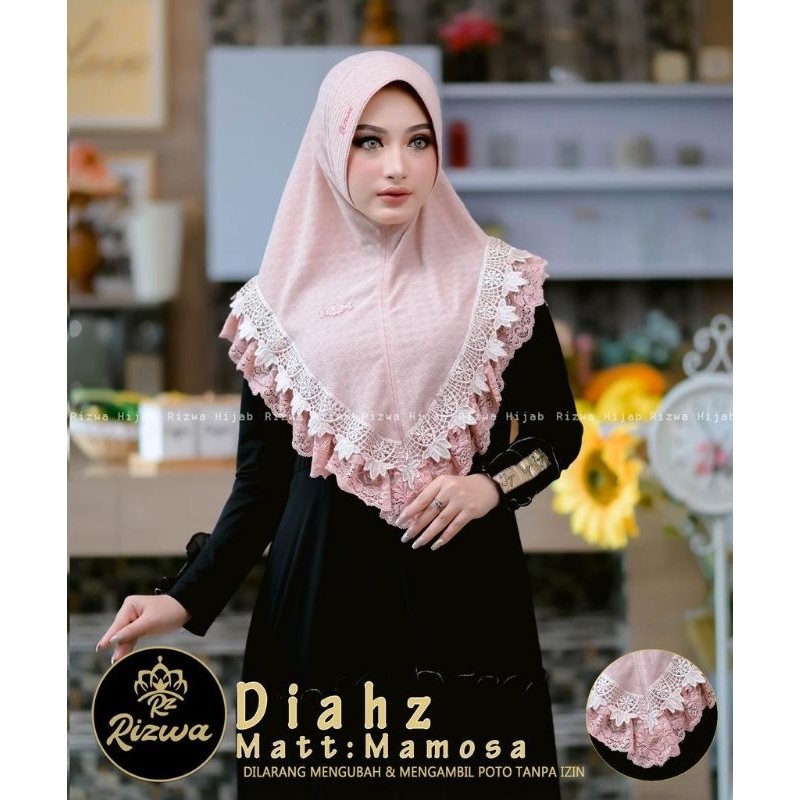 HIJAB BERGO RENDA DIAHZ BAHAN JERSEY MAMOSA ORI RIZWA