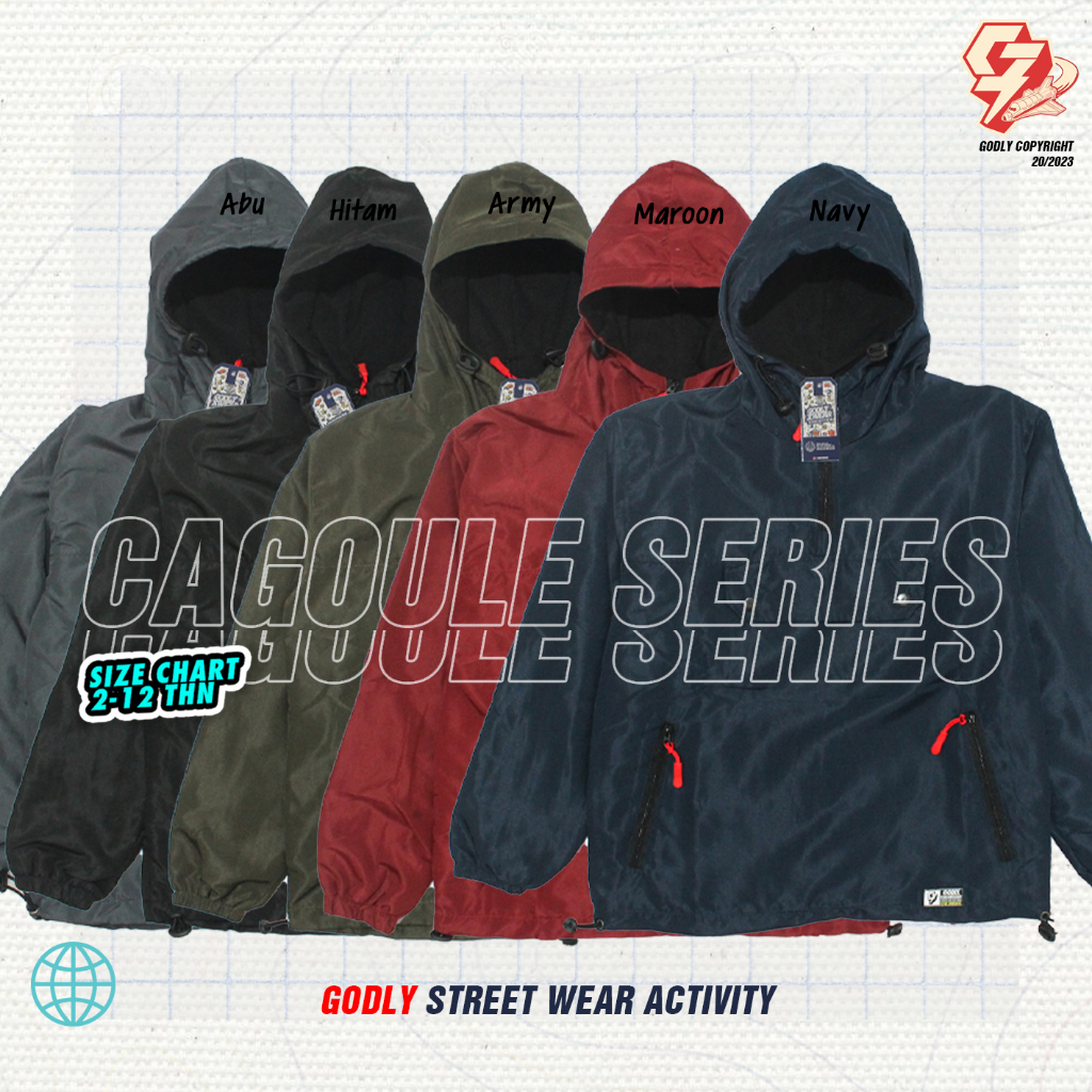 Jacket Anak Parasut CAGOULE tebal 1-12 tahun / Realpict godlykids / Atasan Anak Waterproof