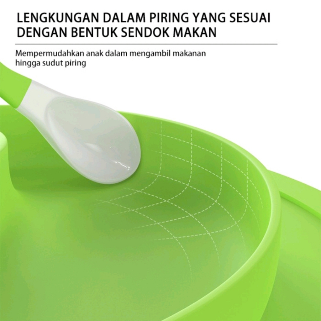 PIRING SILIKON BAYI ANTI PECAH ANTI TUMPAH ANTI SLIP / TEMPAT MAKAN ANAK SEKAT 3 BPA FREE / PLATE MAT SILICONE / SURE GRIP PLATEMAT HAPPY MAT (IP)