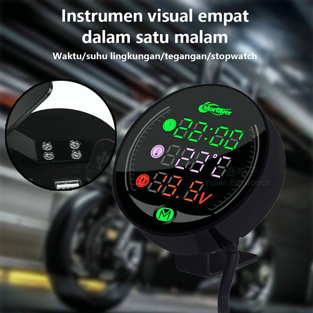 voltmeter universal jam suhu charger motor aki sepeda motor / Motorcycle night vision instrument / N