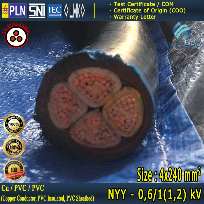 Kabel NYY 4x240 mm2 SUTRADO /4 x 240 mm2/4x240mm2/4x240 mm/4x240mm