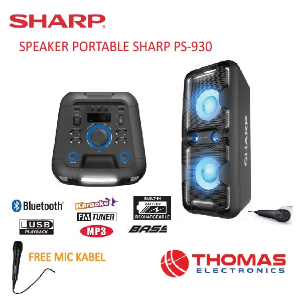 Speaker Portable Bluetooth Sharp PS930 PS 930 Karaoke Garansi Resmi