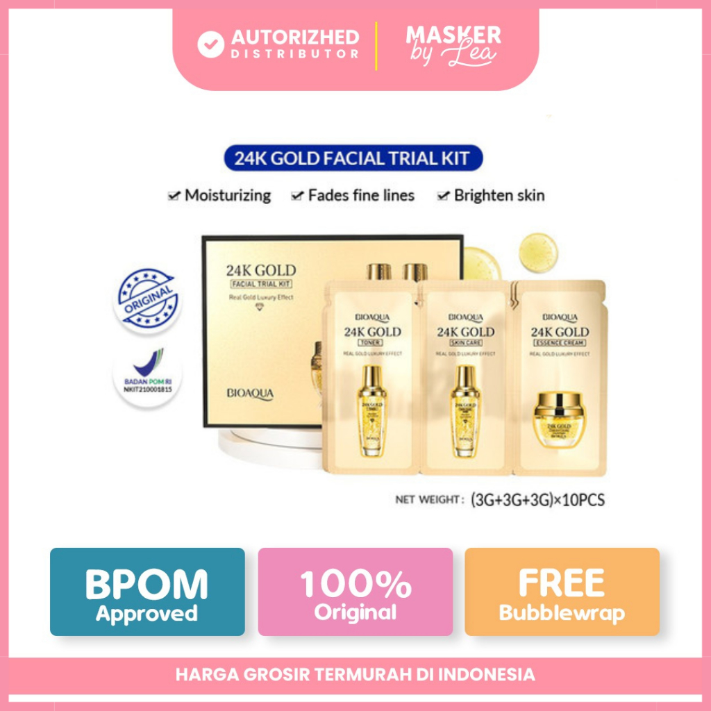 BIOAQUA 24K Gold Facial Trial Kit (3g+3g+3g) ×10pcs Contains toner/serum/essence cream