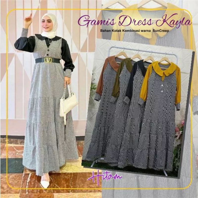 kayla dress gamis kotak kombinasi // kayla maxy
