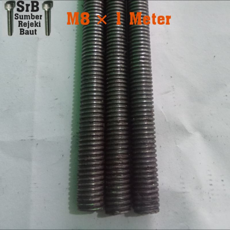 As Drat M8 Panjang 1 Meter Baut Long Full Drat