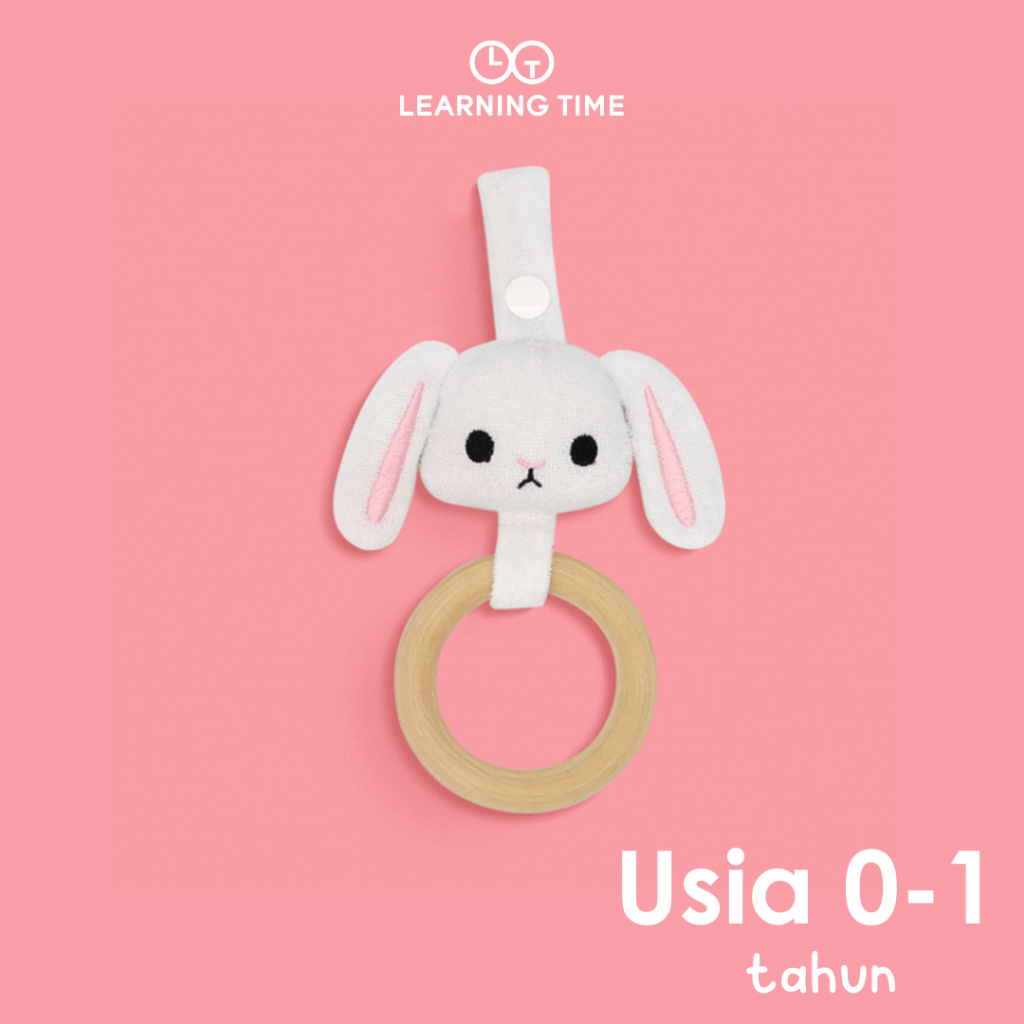Learning Time Rabbit Teether - Mainan Gigit Kelinci Learn Grasping &amp; As Teether For Baby Edukasi Motorik, Kognitif Bayi 0-6 Bulan